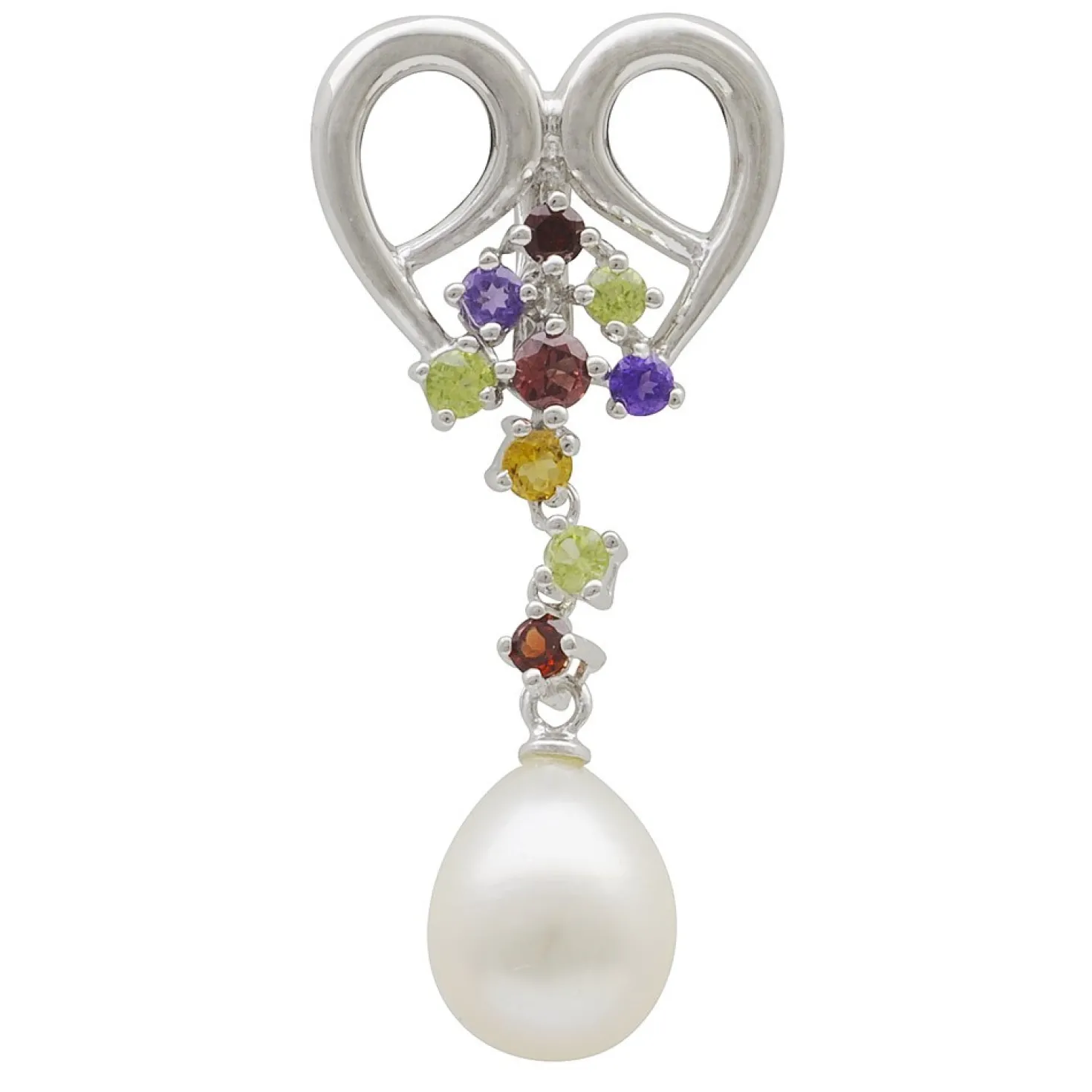 Anhänger Einhänger Süßwasser Perle & multicolor Edelsteine 925 Silber Damen