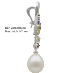 Anhänger Einhänger Süßwasser Perle & multicolor Edelsteine 925 Silber Damen