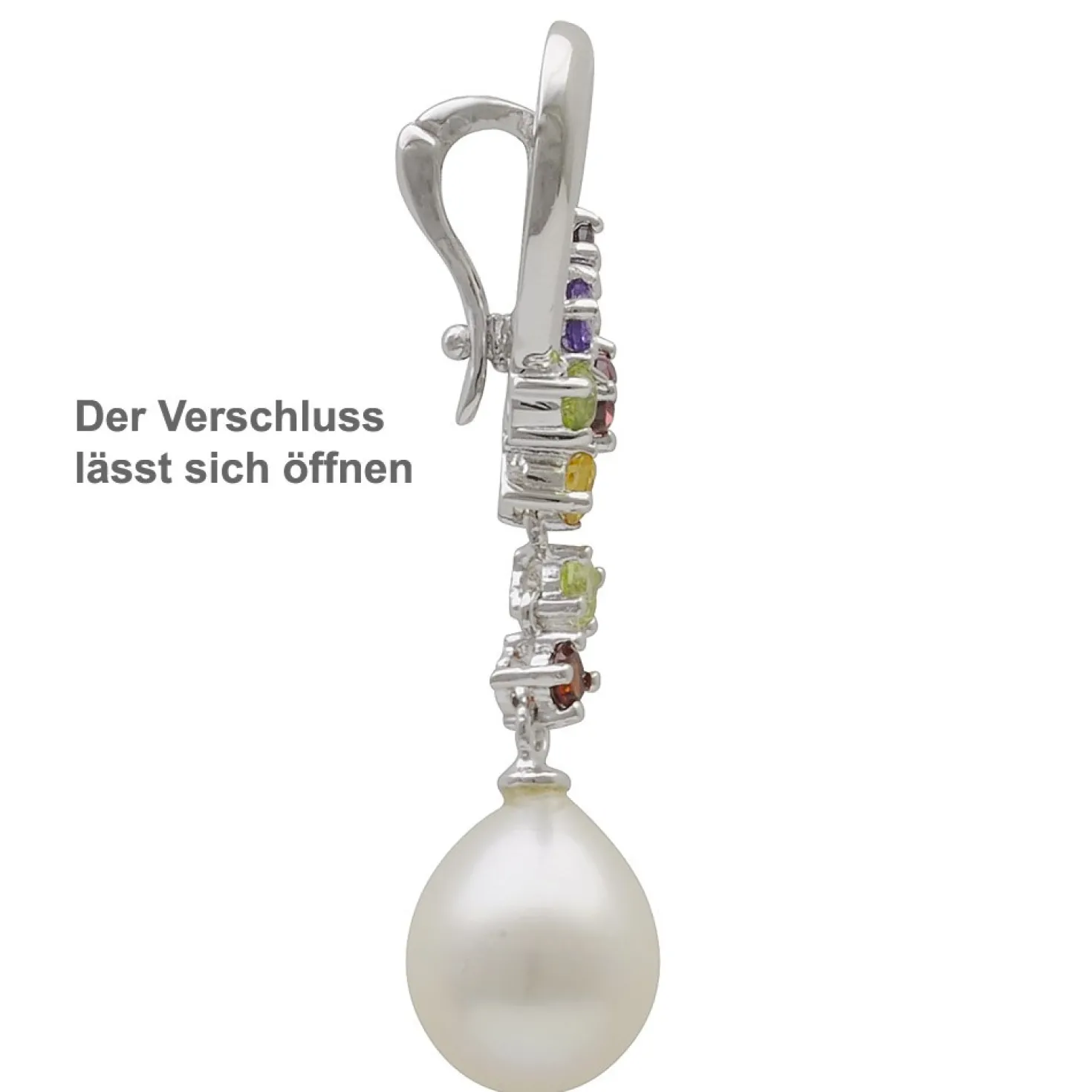 Anhänger Einhänger Süßwasser Perle & multicolor Edelsteine 925 Silber Damen