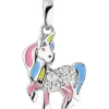 Anhänger Einhorn mit Zirkonia lila grün blauen Lackeinlagen 925 Silber
