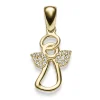 Anhänger Engel 10,5x22,5mm aus 585 Gold Gelbgold mit 16 Diamanten 0.08ct TW-SI