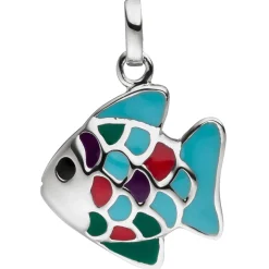 Anhänger Fisch aus 925 Silber mit bunten Emaille-Einlagen multicolor Kinder