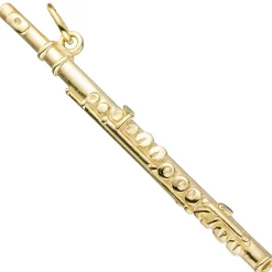 Anhänger Flöte Querflöte aus 925 Silber vergoldet 45,5x6mm Halsschmuck