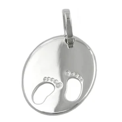 Anhänger für Gravuren, Geburt Fußabdrücke, 925 Silber, 21x17mm, Damen
