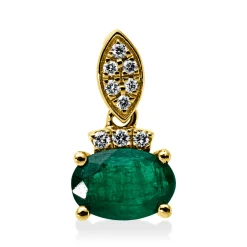 Anhänger 750 Gelbgold Smaragd 0,39ct grün 9 Brillanten 0,03ct TW-PI 10,6x5,9mm