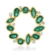 Anhänger 750 Gelbgold 11 Smaragde 2,42ct grün 8 Brillanten 0,16ct TW-SI Ø23,6mm