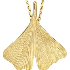 Anhänger Ginko Ginkoblatt 33,7x36,8mm aus 375 Gold Gelbgold Kettenanhänger