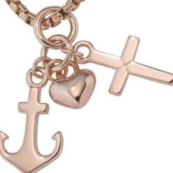 Anhänger Glaube Liebe Hoffnung aus 925 Silber rotgoldvergoldet Halsschmuck