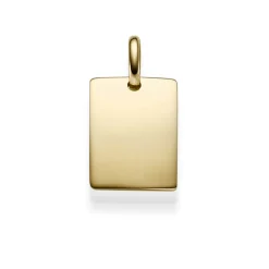 Anhänger Gravurplatte Rechteck 15x10,5mm 585 Gold Gelbgold Halsschmuck Unisex