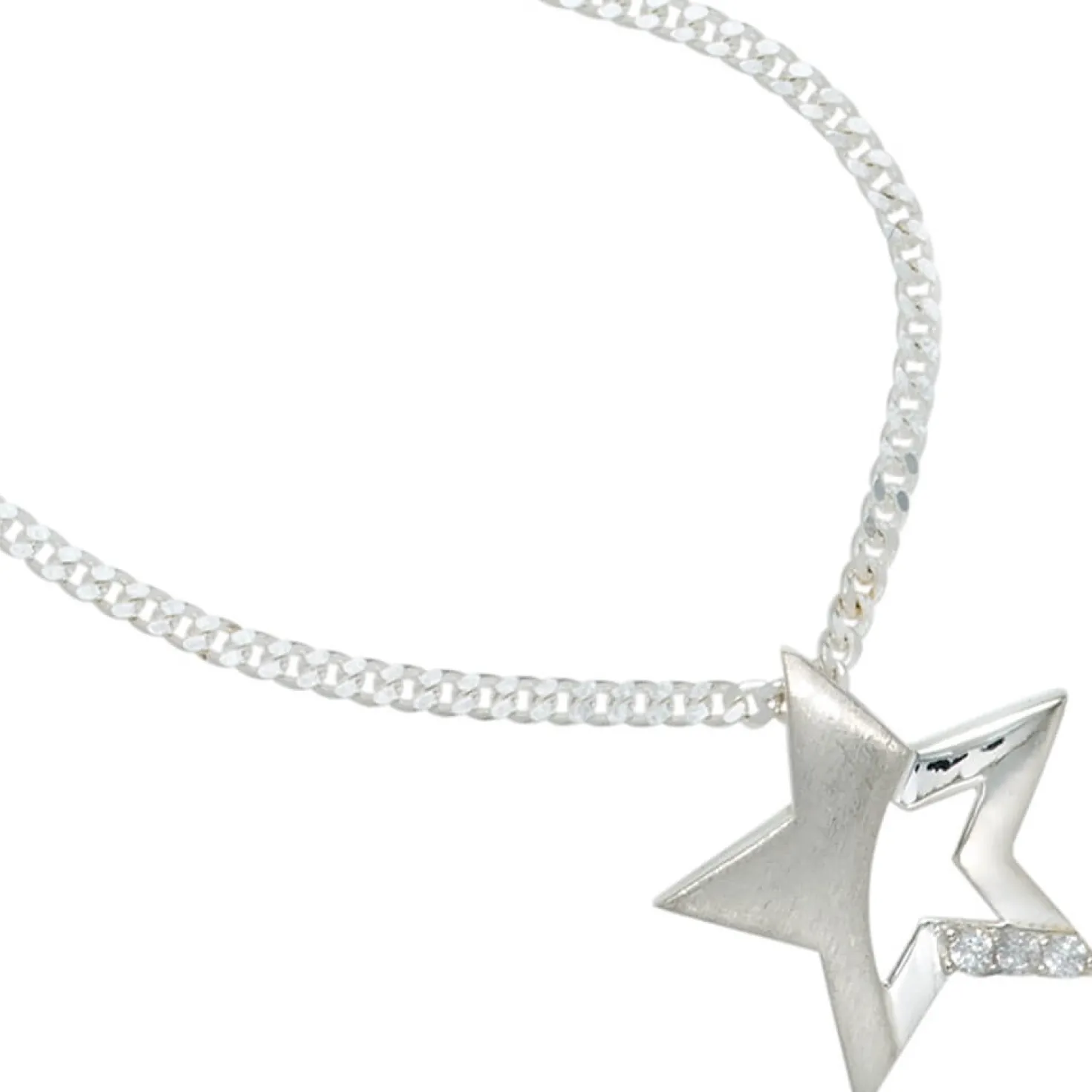 Anhänger Halsschmuck Stern mit Zirkonia 925 Silber modern Damen