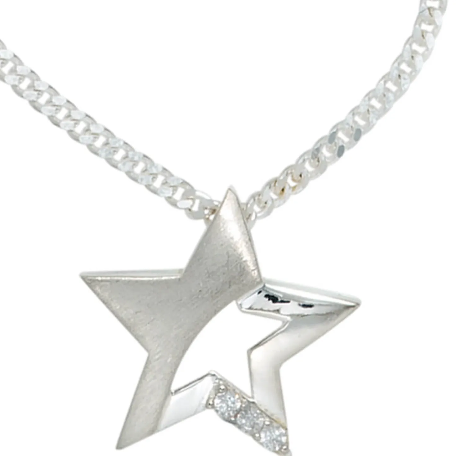 Anhänger Halsschmuck Stern mit Zirkonia 925 Silber modern Damen