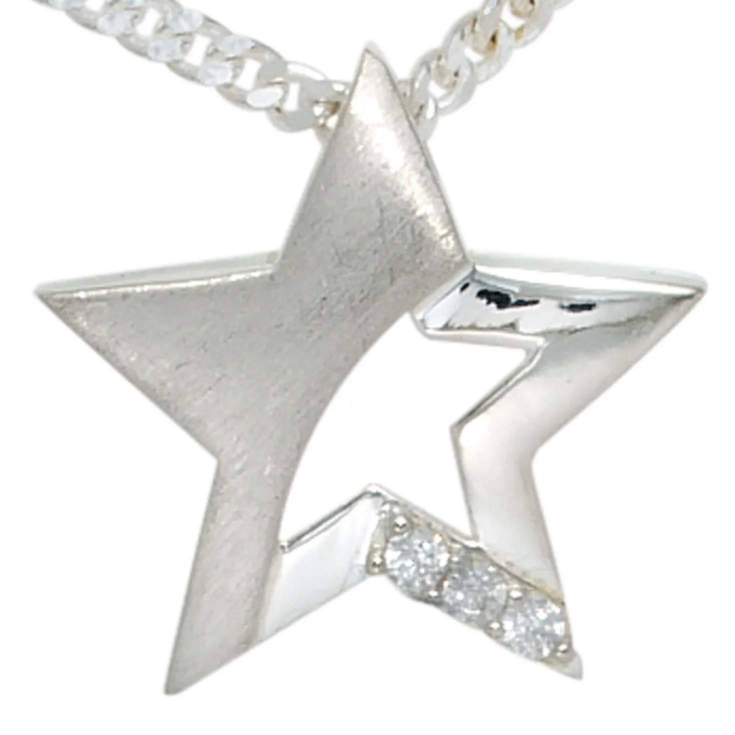 Anhänger Halsschmuck Stern mit Zirkonia 925 Silber modern Damen