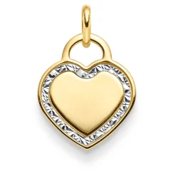 Anhänger Herz aus 585 Gold Gelbgold Weißgold 13,3x20mm flach glänzend