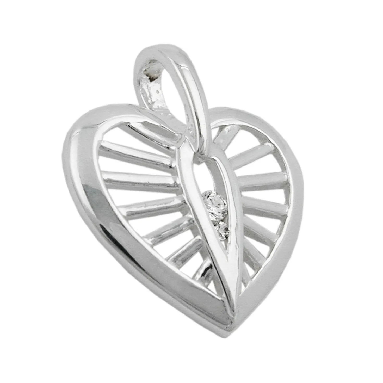 Anhänger Herz mit Zirkonia, 925 Silber, 18x16mm, Silberanhänger, Damen