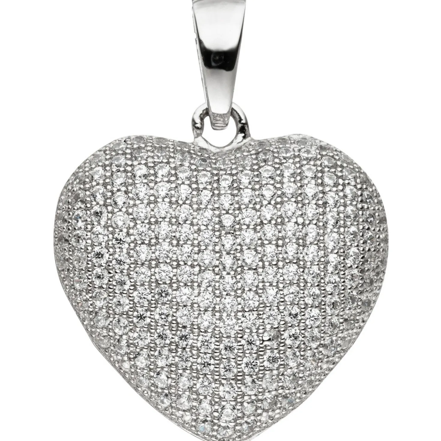 Anhänger Herz mit Zirkonia weiß 925 Silber Halsschmuck Silberanhänger