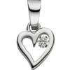 Anhänger Herz mit Zirkonia weiß 925 Silber rhodiniert 10x7,6mm Halsschmuck