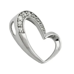 Anhänger Herz mit Zirkonia weiß, 925 Silber, Silberherz 15x16mm, Damen