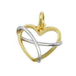 Anhänger Herz 13x15mm aus 9Kt 375 Gold Gelbgold teilrhodiniert bicolor glänzend