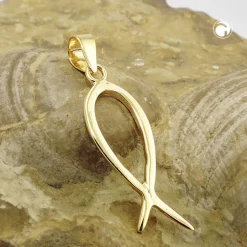 Anhänger Ichtys-Zeichen Jesus-Fisch 20x7mm glänzend 9Kt 375 Gold Gelbgold