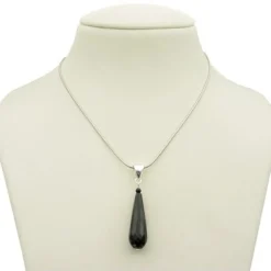 Anhänger in Tropfenform aus echtem Onyx & 925 Silber, schwarz