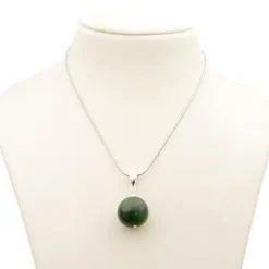 Anhänger kanadische Jade und 925 Silber, dunkelgrün, Jadeanhänger