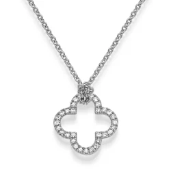 Anhänger Kleeblatt 15,5mm aus 585 Gold Weißgold 32 Brillanten 0.32ct TW-SI