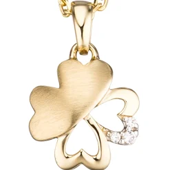 Anhänger Kleeblatt Schmetterling aus 333 Gold Gelbgold Zirkonia Damen
