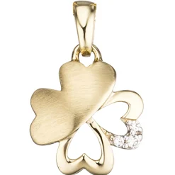 Anhänger Kleeblatt Schmetterling aus 333 Gold Gelbgold Zirkonia Damen
