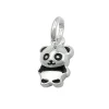 Anhänger kleiner Pandabär 9x7mm glänzend schwarz lackiert aus 925 Silber Kinder