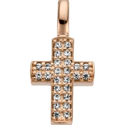 Anhänger kleines Kreuz 15x7,4mm 585 Gold Rotgold 26 Diamant- Brillanten 0,08ct.