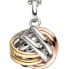 Anhänger Knoten Knotenform 925 Silber teilvergoldet gelb/rot/weiß tricolor