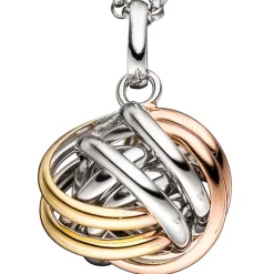Anhänger Knoten Knotenform 925 Silber teilvergoldet gelb/rot/weiß tricolor