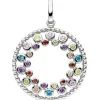 Anhänger Kreis aus 925 Silber mit 28 Zirkonia multicolor bunt Halsschmuck rund