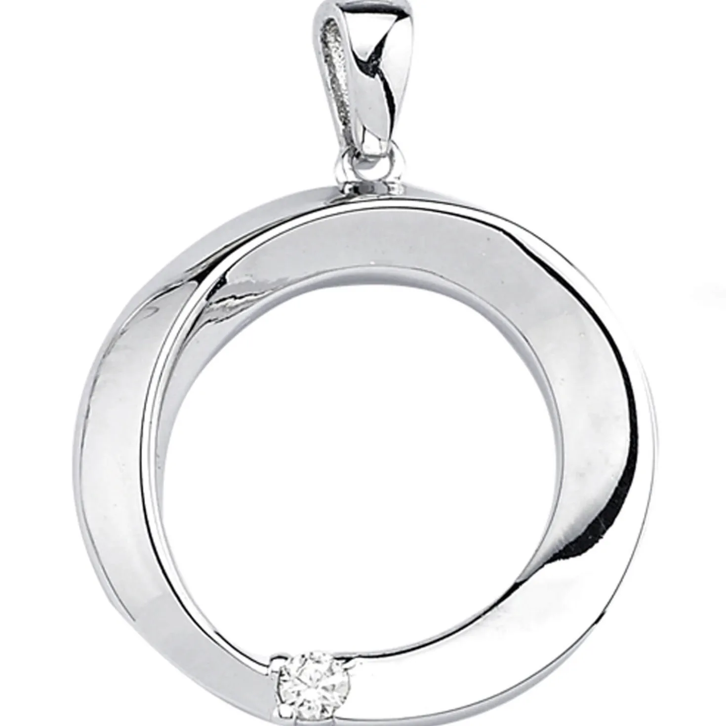Anhänger Kreis aus 925 Silber rund mit Zirkonia weiß Ø 21,3mm Halsschmuck