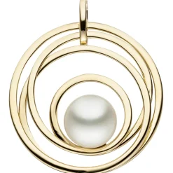 Anhänger 4 Kreise rund aus 585 Gold Gelbgold mit Süßwasser Perle Halsschmuck