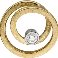 Anhänger Kreis in Spiralform Brillant 0,08Ct 585 Gold Gelbgold Ø15mm
