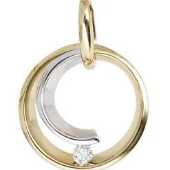 Anhänger Kreis mit Diamant 0.1Ct W/SI Brillant 585 Gold Gelbgold Weißgold