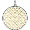 Anhänger Kreis mit Netz-Muster aus 925 Silber bicolor vergoldet Ø25,4mm rund