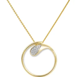 Anhänger Kreis 25mm aus 585 Gold Gelbgold mit 16 Diamanten 0,129 Ct. W-SI
