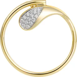 Anhänger Kreis 25mm aus 585 Gold Gelbgold mit 16 Diamanten 0,129 Ct. W-SI