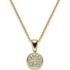 Anhänger Kreis Ø10mm 585 Gold Gelbgold mit 17 Diamanten Brillanten 0,25ct TW-SI