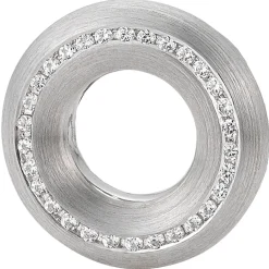 Anhänger Kreis Ø 16,7mm 585 Gold Weißgold mattiert 30 Diamanten 0,195 Ct. W-SI