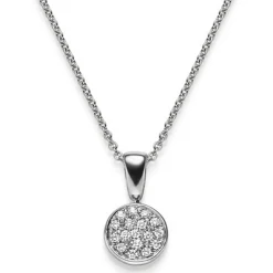 Anhänger Kreis Ø10mm 585 Gold Weißgold mit 17 Diamanten 0,25ct TW-SI