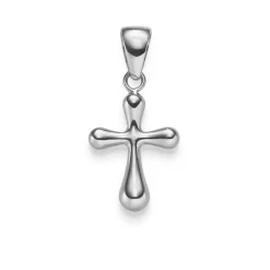 Anhänger Kreuz abgerundet 23,5x12mm aus 750 Gold Weißgold glänzend