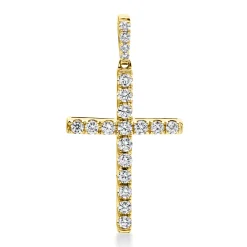 Anhänger Kreuz aus 750 Gelbgold 20 Brillanten 0,49ct TW-SI 31,2x16,7mm mit Öse
