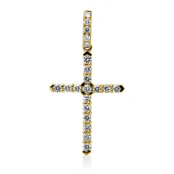 Anhänger Kreuz aus 750 Gelbgold 21 Brillanten 0,38ct TW-VSI/SI 29,7x15,6mm