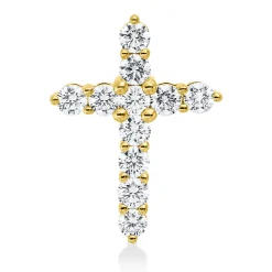 Anhänger Kreuz aus 585 Gelbgold 11 Brillanten 1,02ct W-SI/PI 21,6x16mm