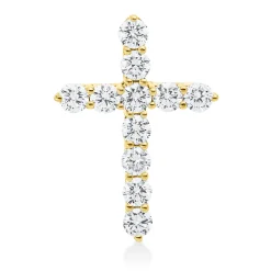 Anhänger Kreuz aus 750 Gelbgold 11 Brillanten 0,83ct W-SI 19,9x14,2mm