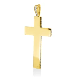 Anhänger Kreuz aus 750 Gelbgold 99 Diamanten 0,56ct F-VVS 46,7x22,7mm