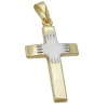 Anhänger Kreuz aus 375 Gold bicolor teil-rhodiniert 21x14mm Halsschmuck